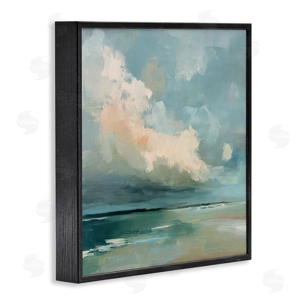 Kim Curinga Stormy Beach with Overhead Clouds Black Framed Giclee Wall Art Print