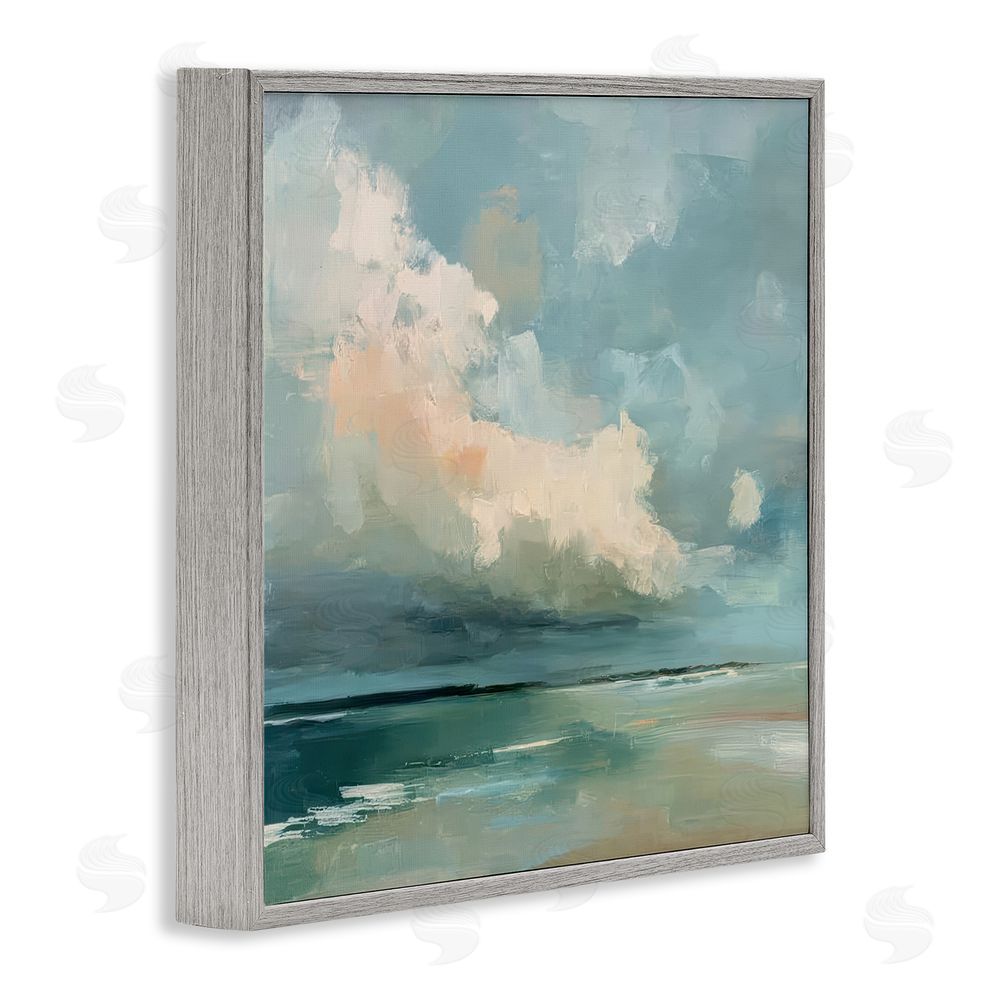 Kim Curinga Stormy Beach with Overhead Clouds Gray Framed Giclee Wall Art Print