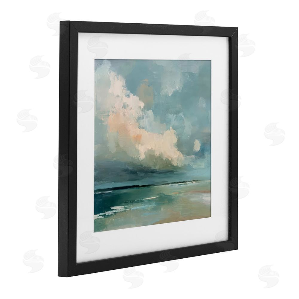 Kim Curinga Stormy Beach with Overhead Clouds Black Framed Print Under Glass with White Mat Wall Art