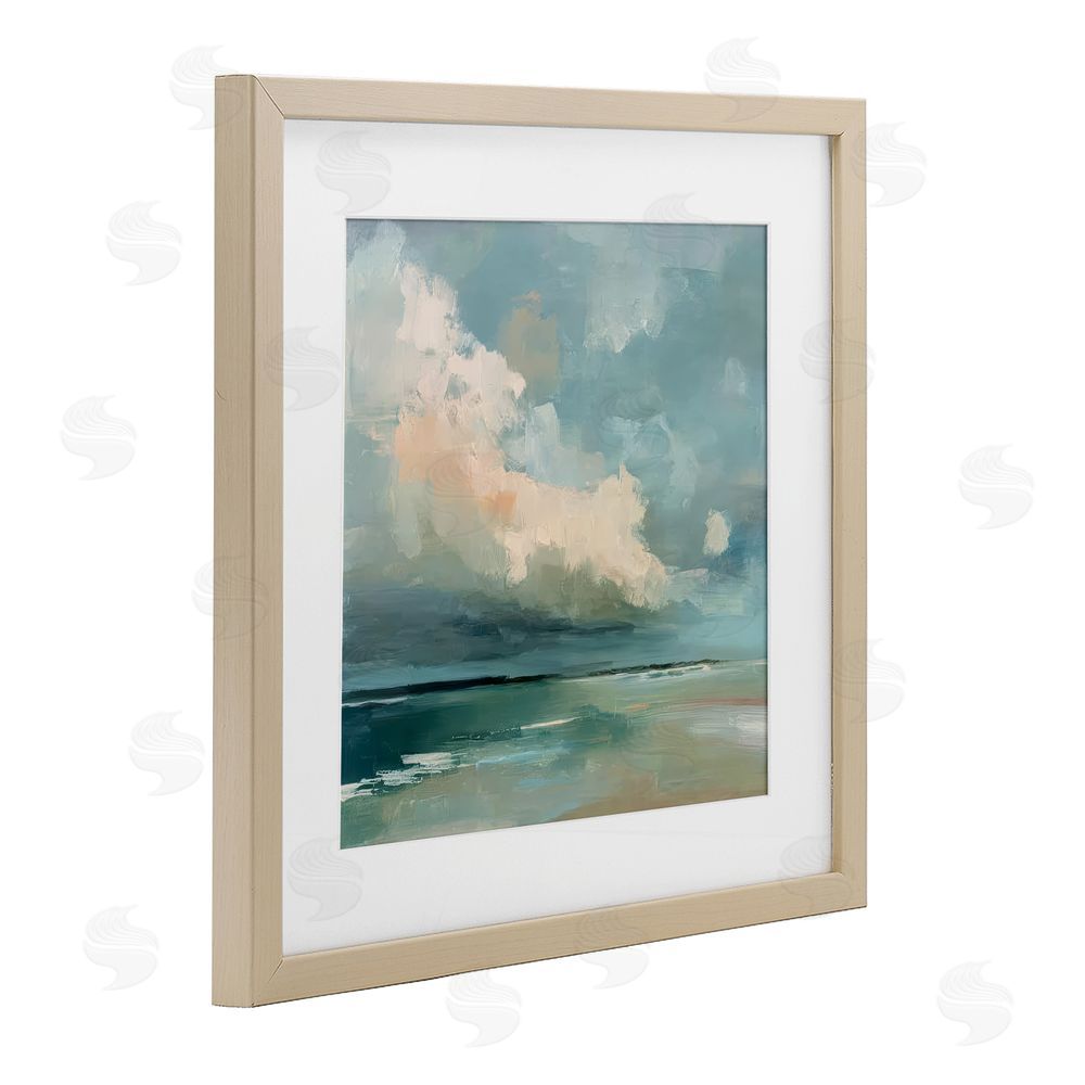 Kim Curinga Stormy Beach with Overhead Clouds Brown Framed Print Under Glass with White Mat Wall Art