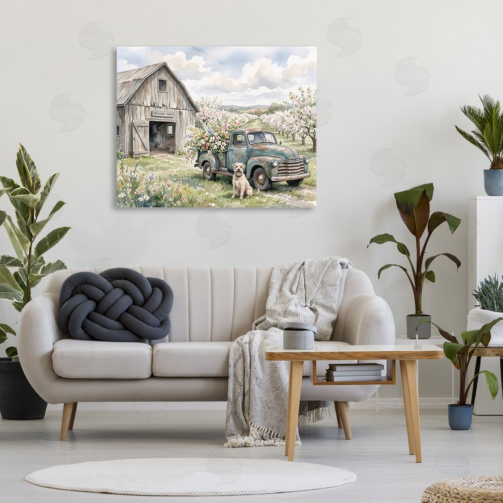 Tabz Jones Spring Orchard and Truck Stretched Canvas on Wall