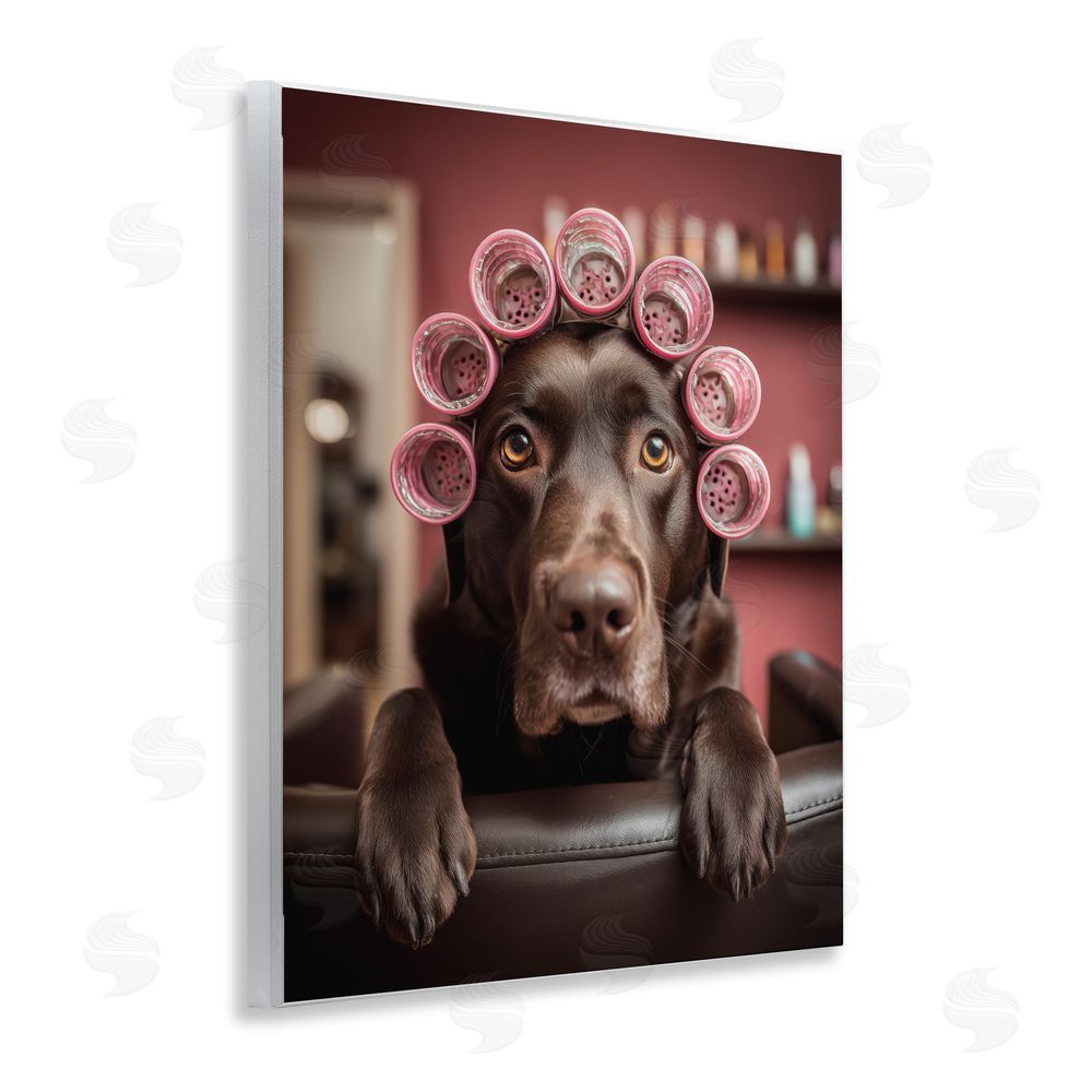 Scott Stulberg Dog at Salon with Curlers Wall Plaque with Fixed Lithograph Print