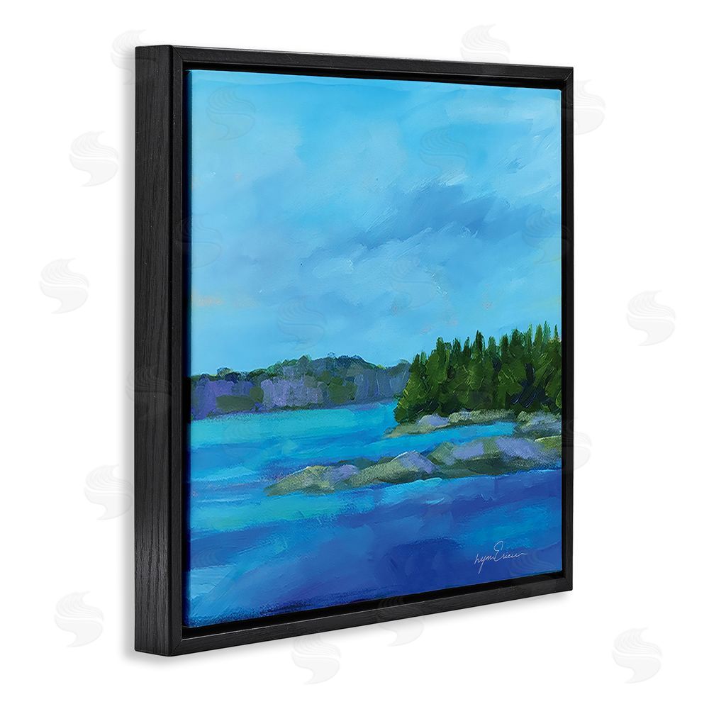 Lynn Ericson Fine Art Tranquil Blue Cove Black Floating Framed Canvas Wall Art Print