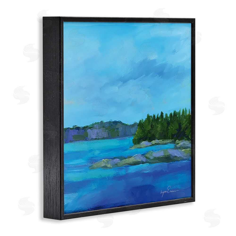 Lynn Ericson Fine Art Tranquil Blue Cove Black Framed Giclee Wall Art Print