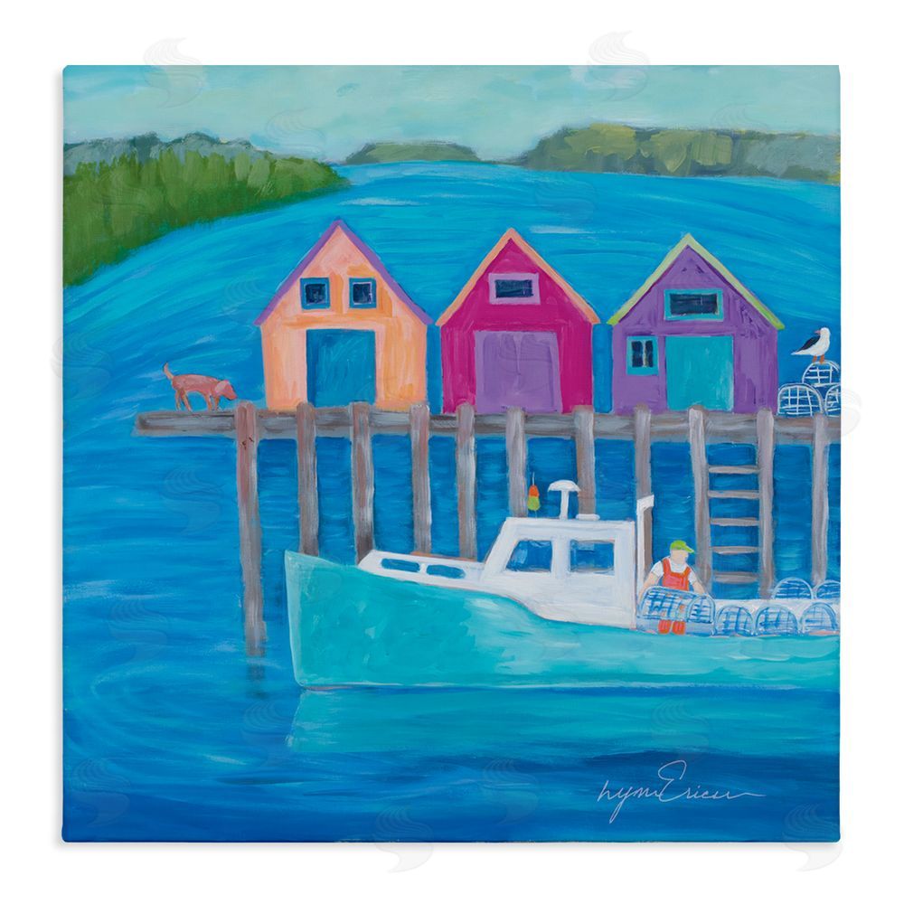 Lynn Ericson Fine Art Work Day at Seaside Village Stretched Canvas Wall Art Print