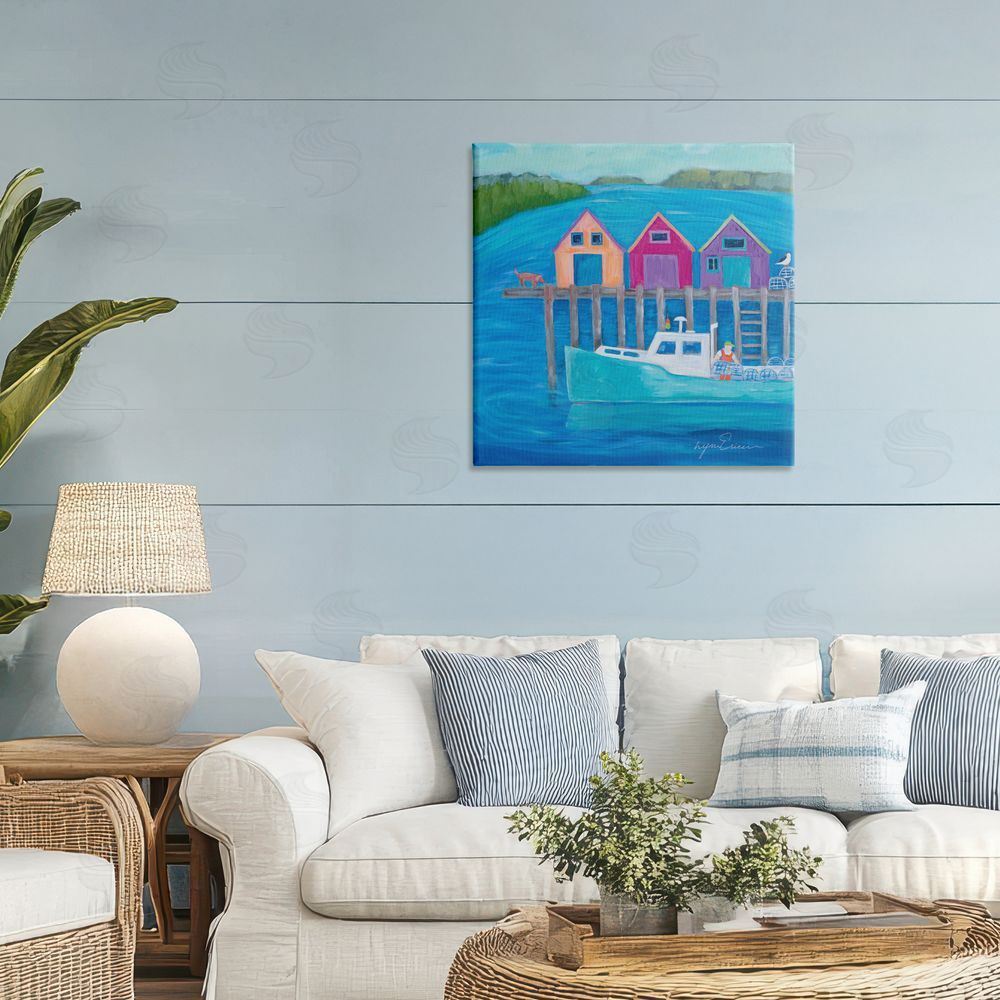 Lynn Ericson Fine Art Work Day at Seaside Village Stretched Canvas on Wall