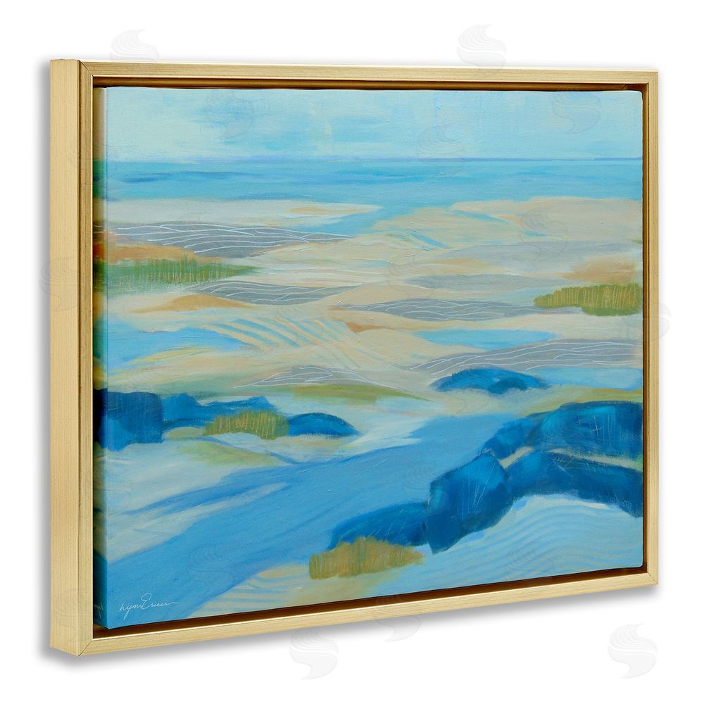 Lynn Ericson Fine Art Coastal Walk Among Dunes Gold Floating Frame Canvas Wall Art Print