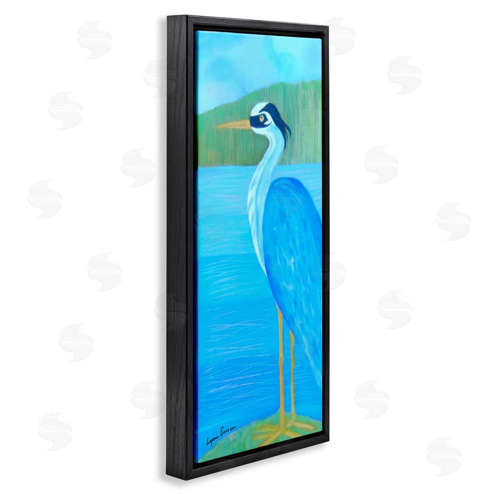 Lynn Ericson Fine Art Great Blue Heron Black Floating Framed Canvas Wall Art