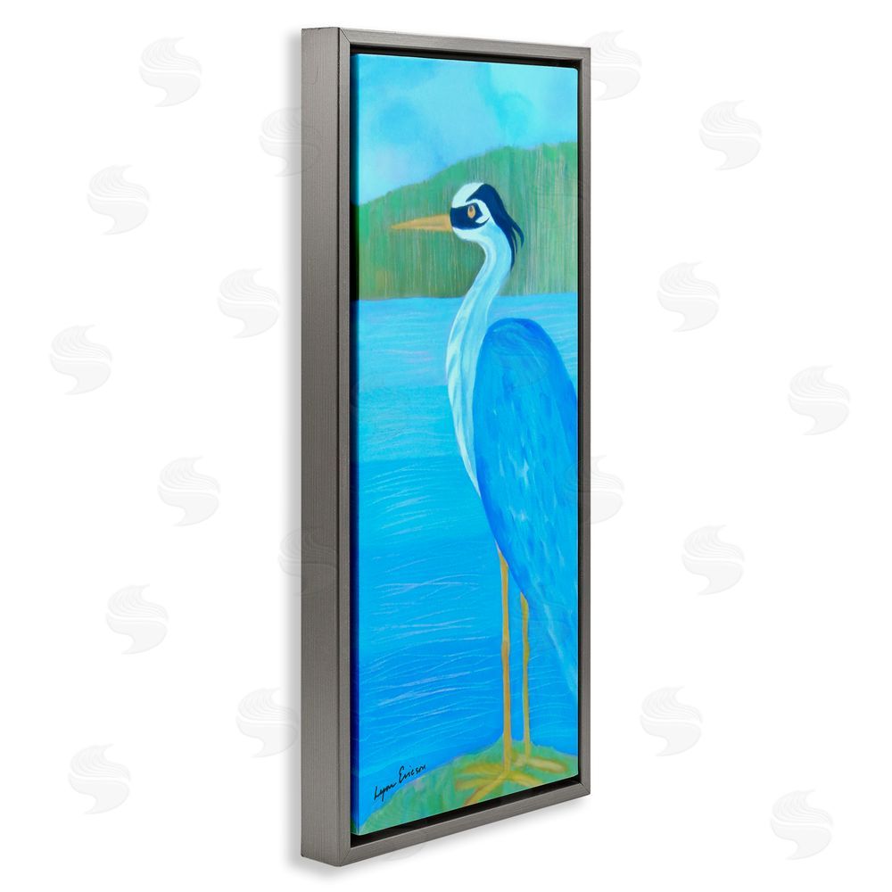 Lynn Ericson Fine Art Great Blue Heron Gray Floating Framed Canvas Wall Art