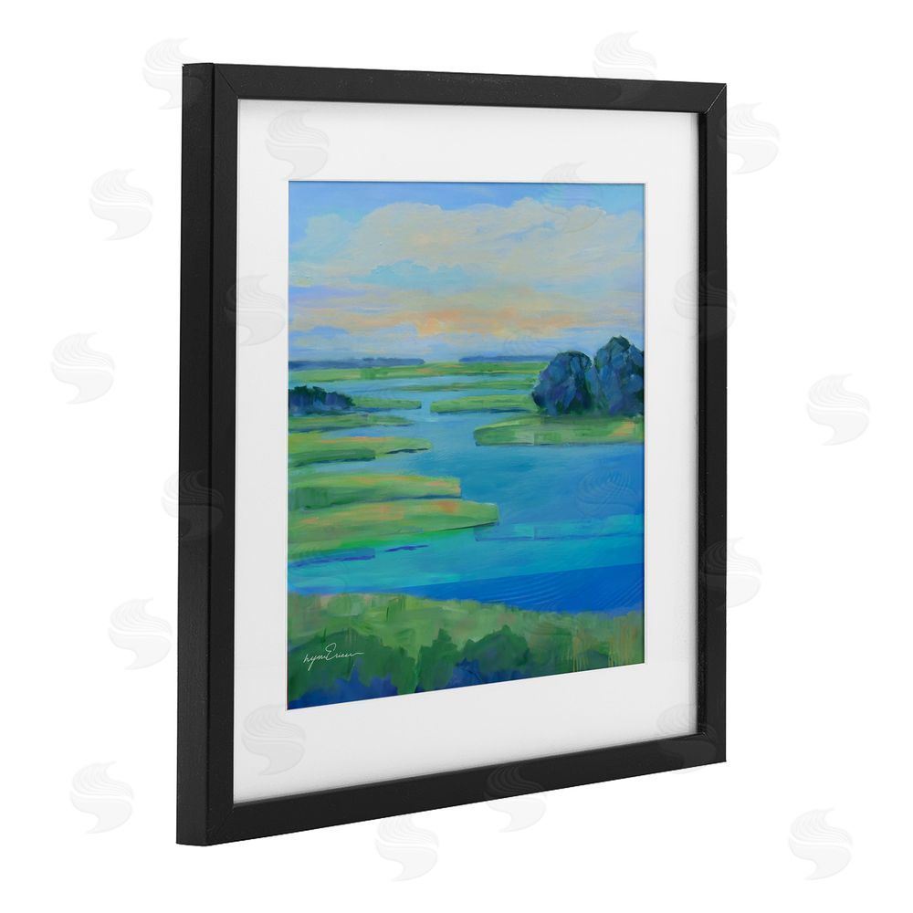 Lynn Ericson Fine Art Scenic Scarborough Marshes Black Framed Print Under Glass with White Mat Wall Art