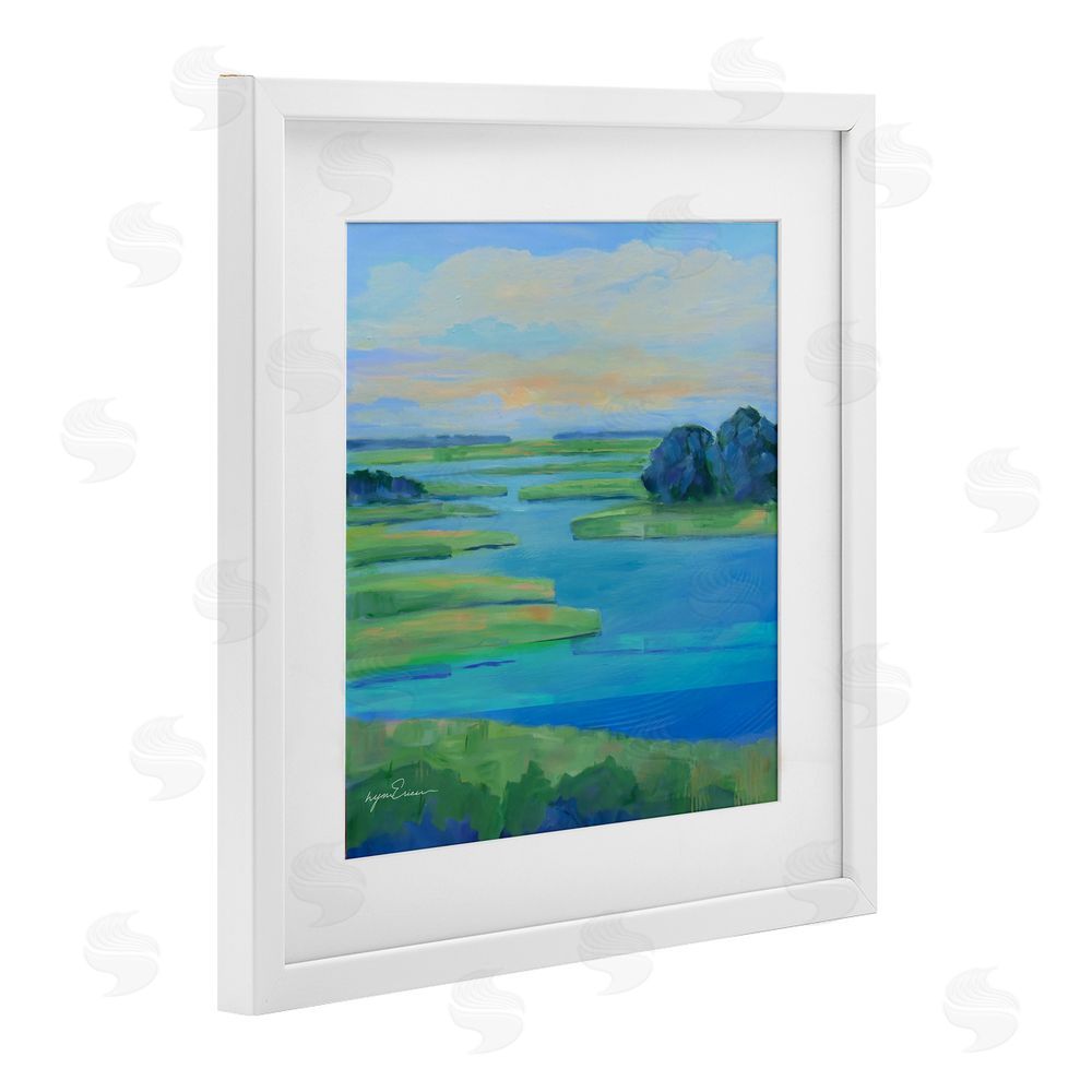 Lynn Ericson Fine Art Scenic Scarborough Marshes White Framed Print Under Glass with White Mat Wall Art