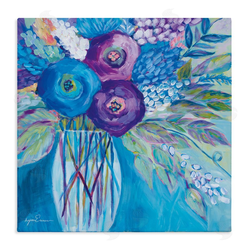 Lynn Ericson Fine Art True Blue Flower Bouquet Stretched Canvas Wall Art Print