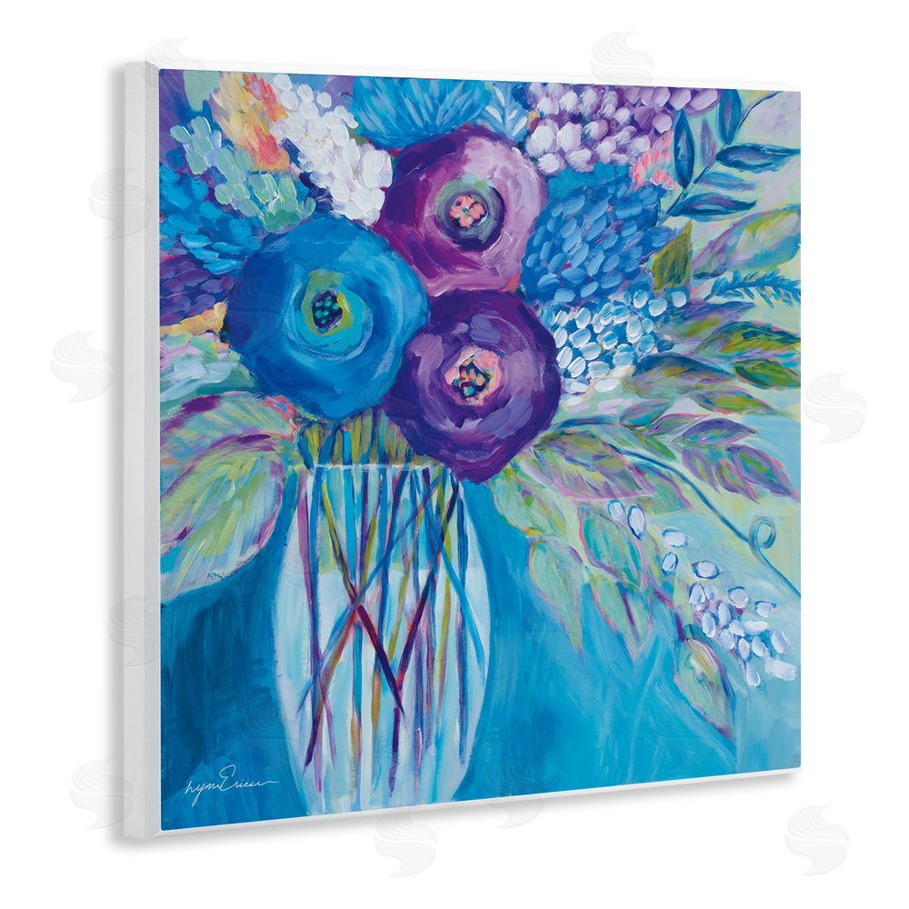 Lynn Ericson Fine Art True Blue Flower Bouquet Wall Plaque Printed Art