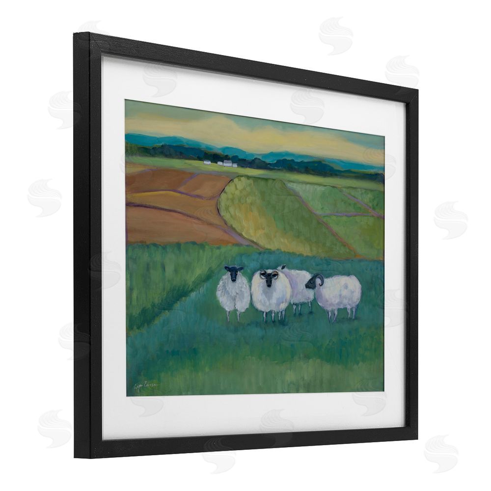 Lynn Ericson Fine Art Sheep Herd Meetup Black Framed Print Under Glass with White Mat Wall Art
