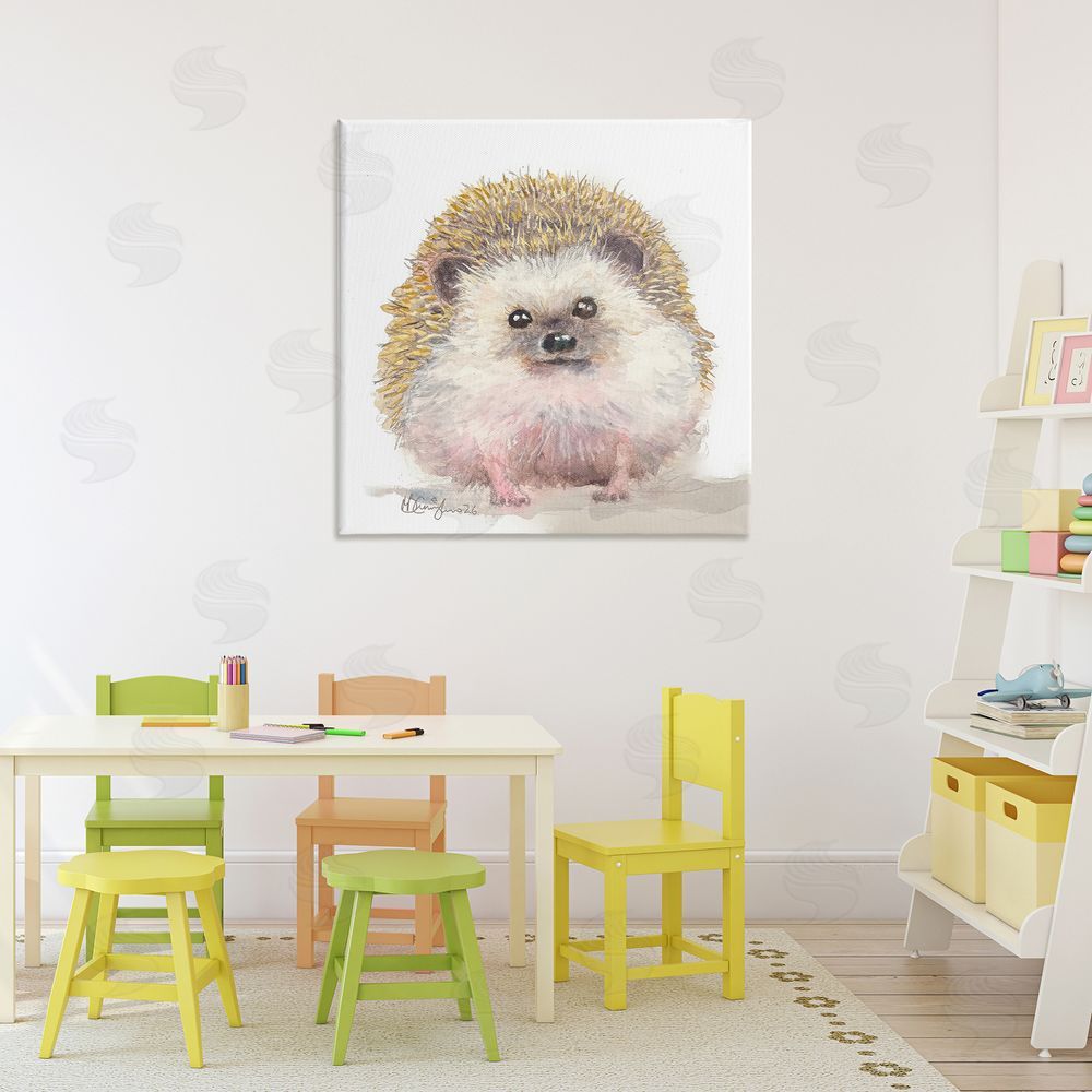 MB Cunningham Adorable Baby Hedgehog Stretched Canvas Wall Art in Room