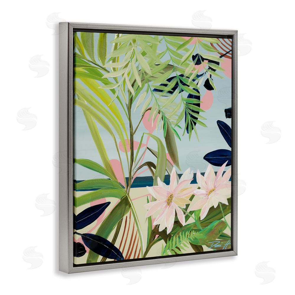 Dani Heyward Discovery of Lush Plants Gray Floating Frame Canvas Wall Art Print