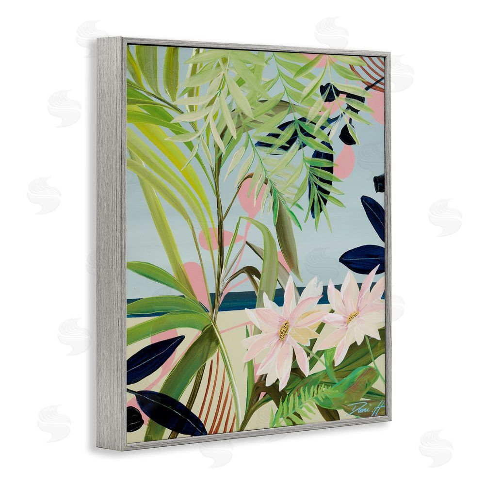 Dani Heyward Discovery of Lush Plants Gray Framed Giclee Wall Art Print