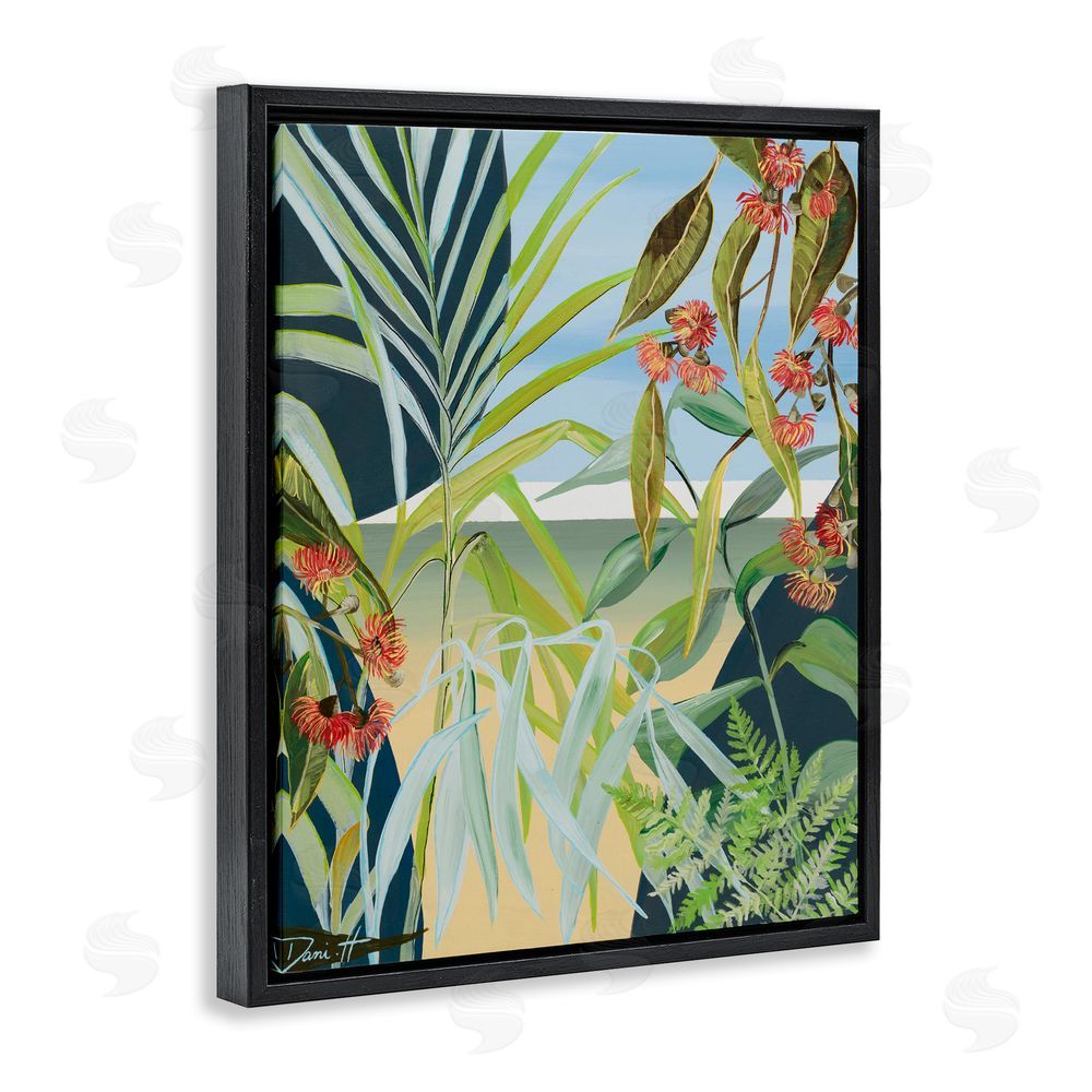 Dani Heyward Coastal Morning Leaves Black Floating Frame Canvas Wall Art Print