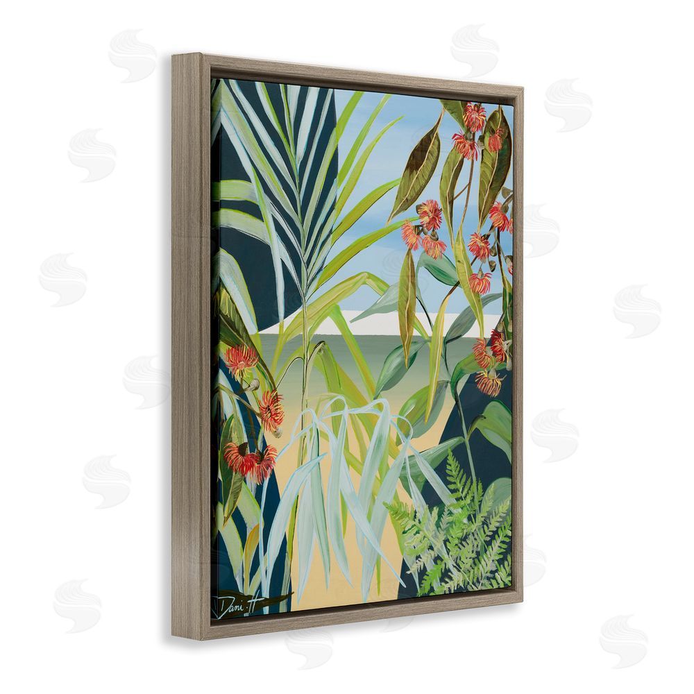 Dani Heyward Coastal Morning Leaves Brown Floating Frame Canvas Wall Art Print