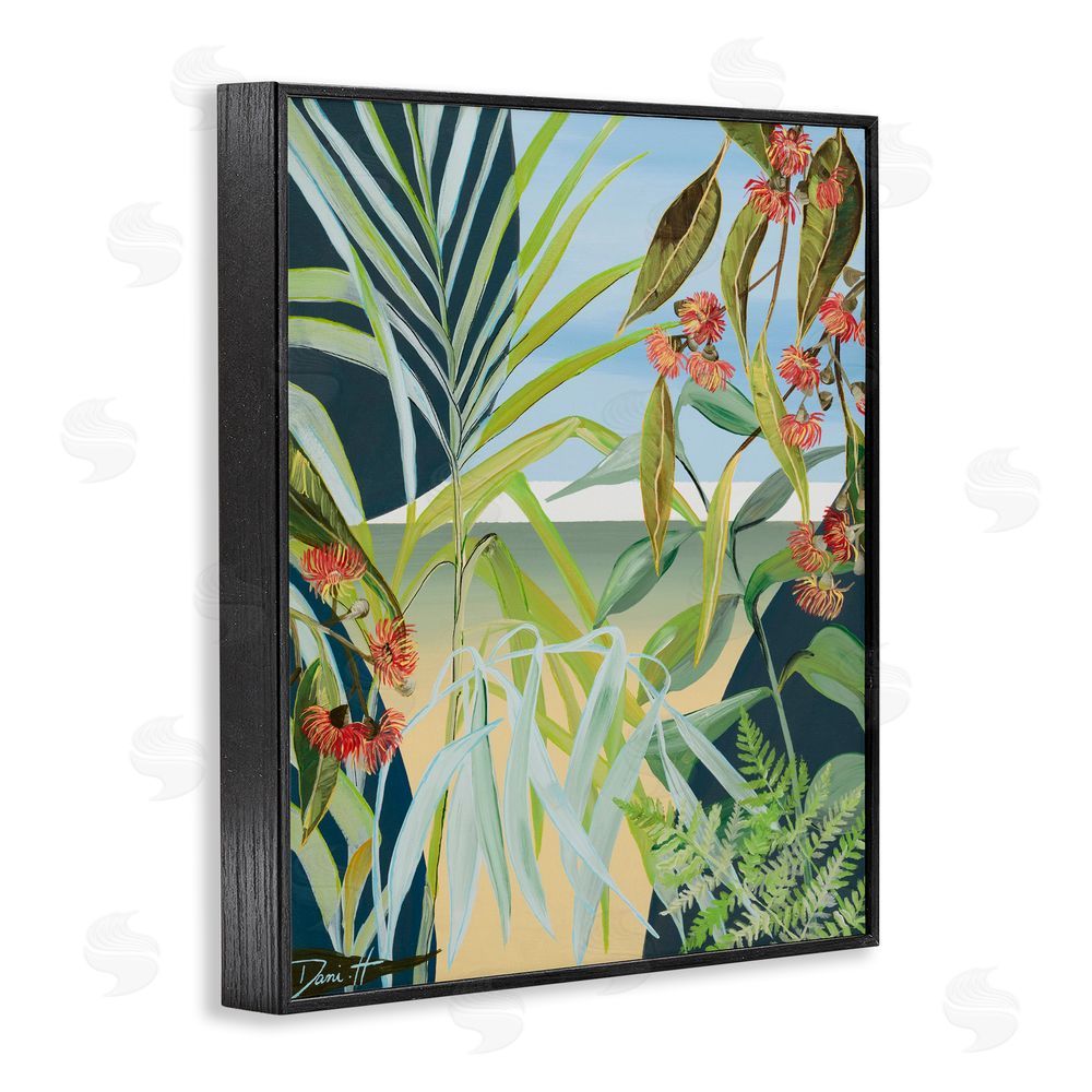 Dani Heyward Coastal Morning Leaves Black Framed Giclee Wall Art Print
