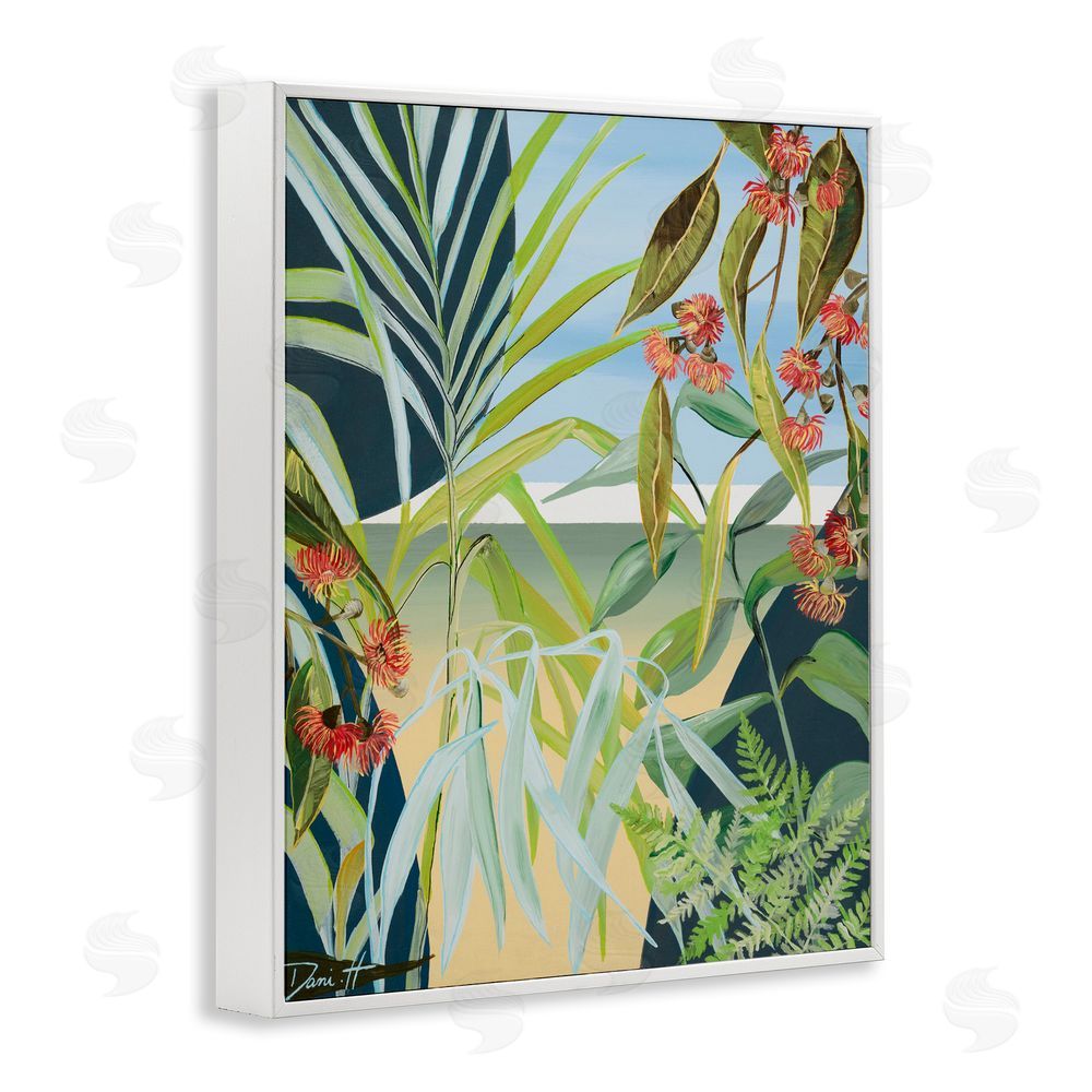 Dani Heyward Coastal Morning Leaves White Framed Giclee Wall Art Print