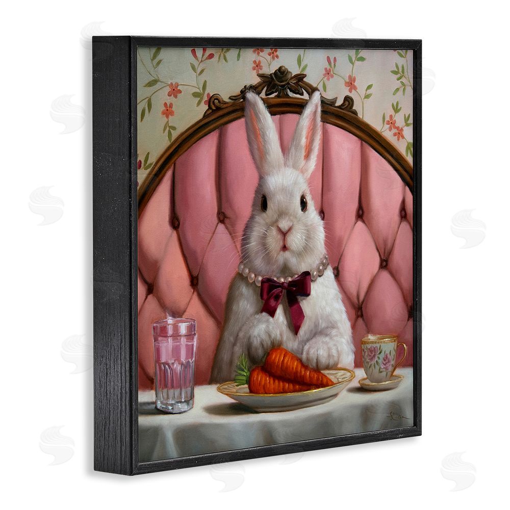 Lucia Heffernan Bun Appetit Rabbit Dining Black Framed Giclee Wall Art Print