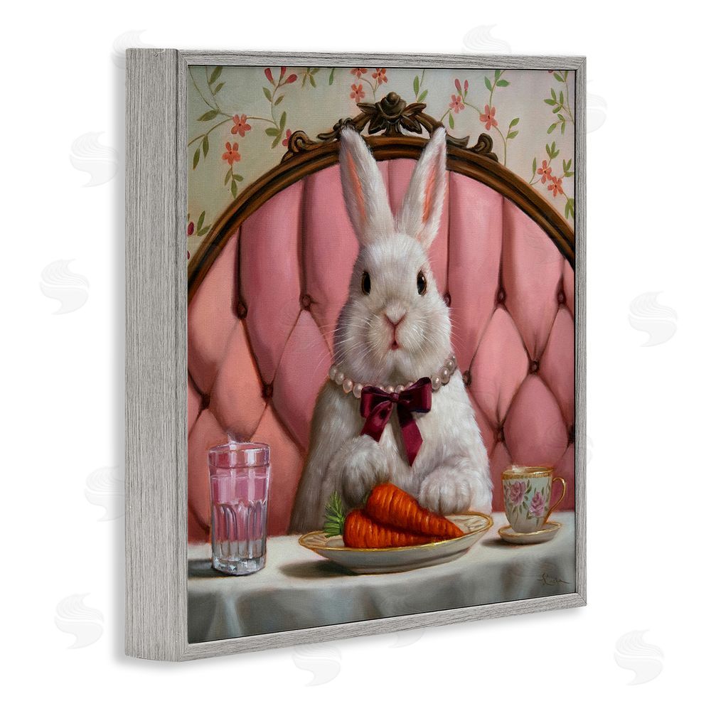 Lucia Heffernan Bun Appetit Rabbit Dining Gray Framed Giclee Wall Art Print