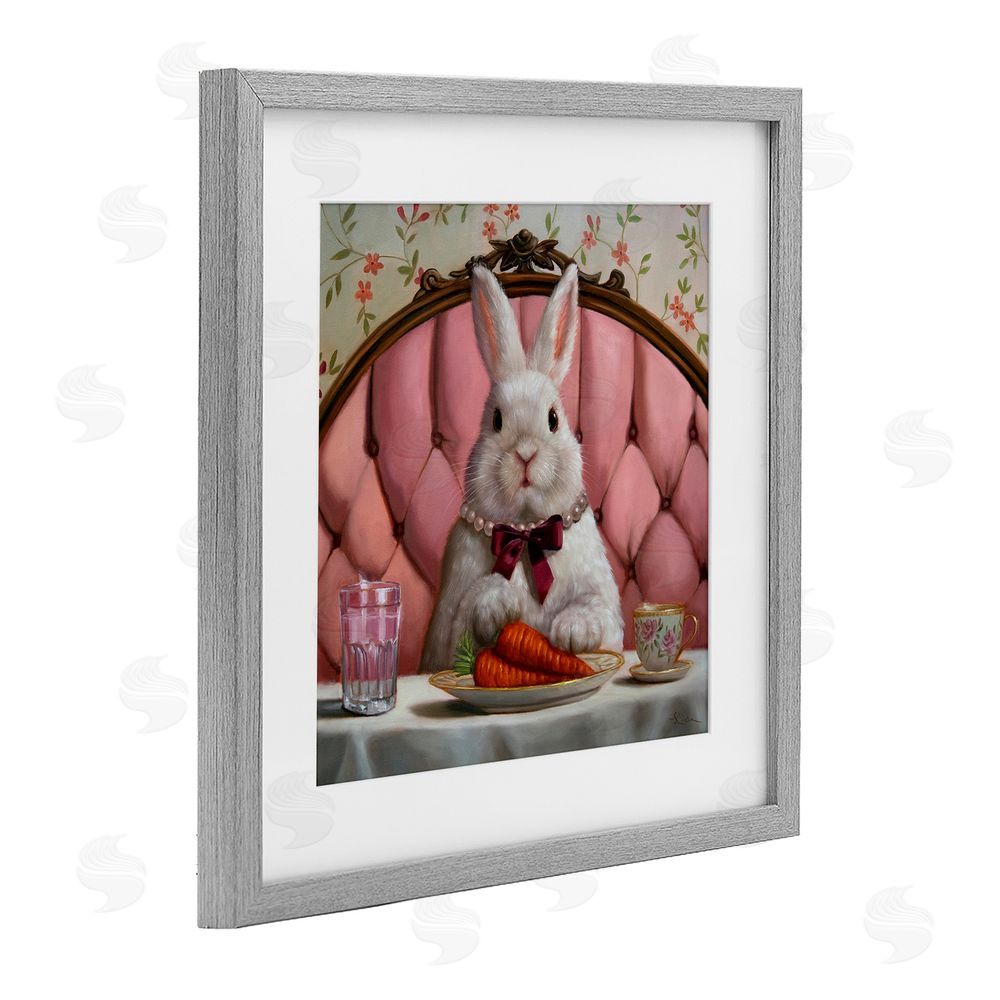 Lucia Heffernan Bun Appetit Rabbit Dining Gray Framed Print Under Glass with Matting Wall Art