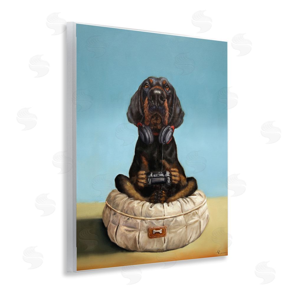 Lucia Heffernan Game Boy Playing Dog Wall Plaque Home Decor Art Print