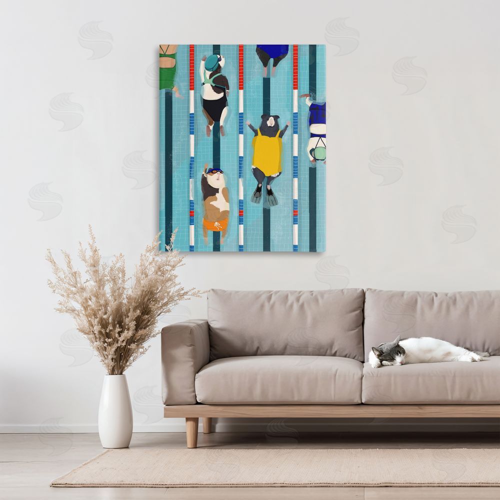 Hanna Melin Guinea Pigs at Lido Stretched Canvas Wall Art in Room