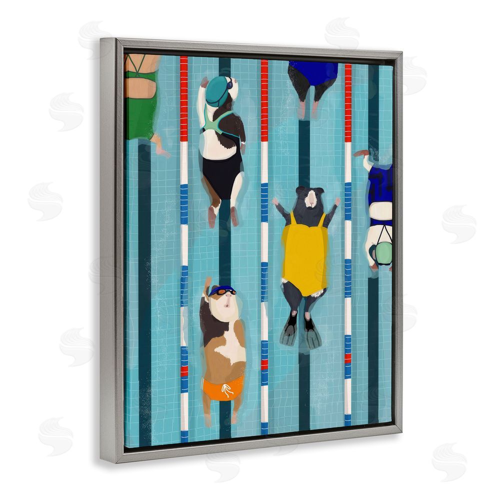 Hanna Melin Guinea Pigs at Lido Gray Floating Framed Canvas Wall Art