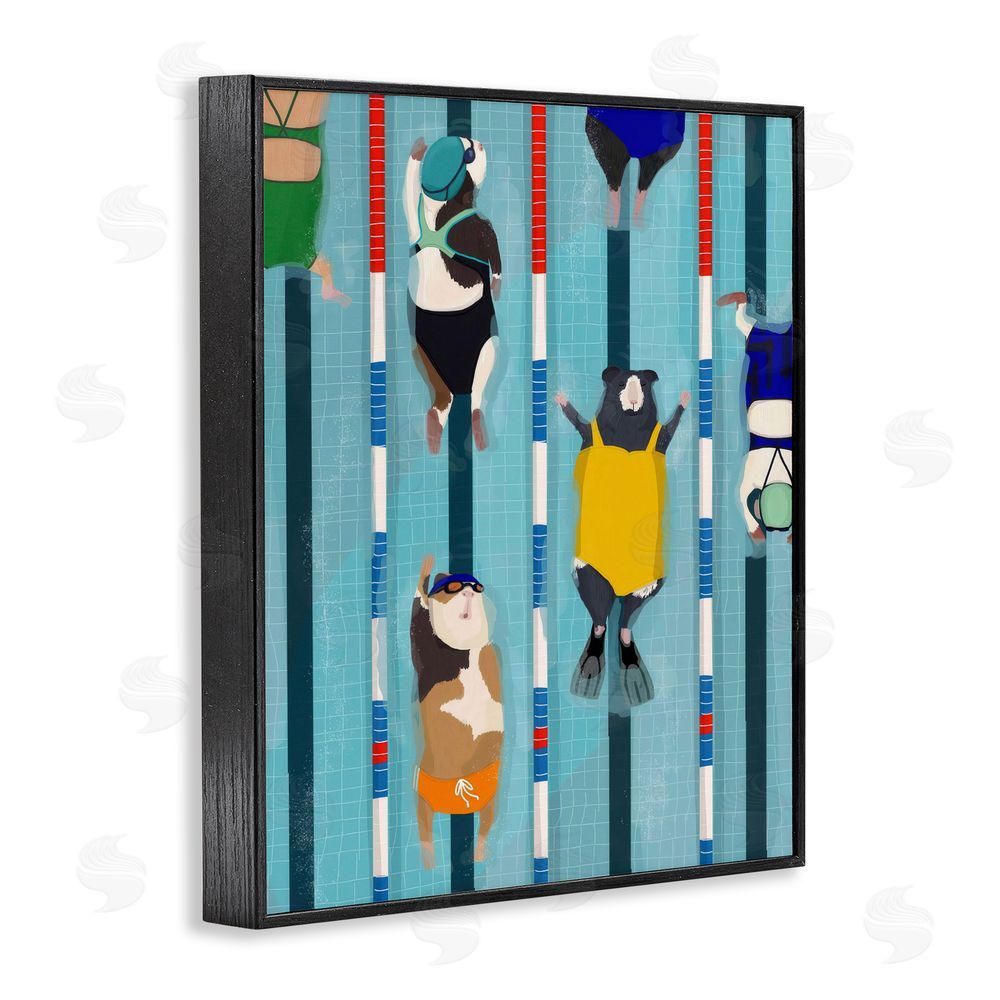 Hanna Melin Guinea Pigs at Lido Black Framed Giclee Wall Art