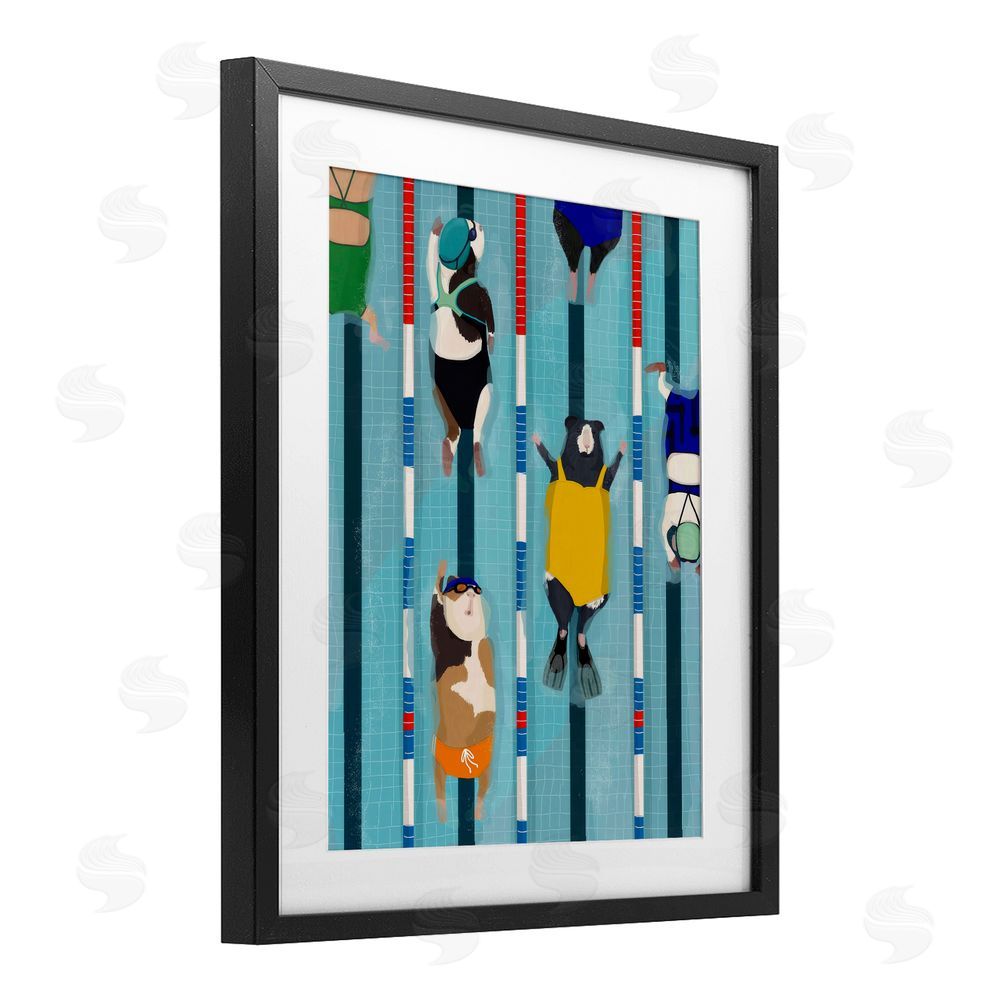 Hanna Melin Guinea Pigs at Lido Black Framed Print Under Glass Wall Art