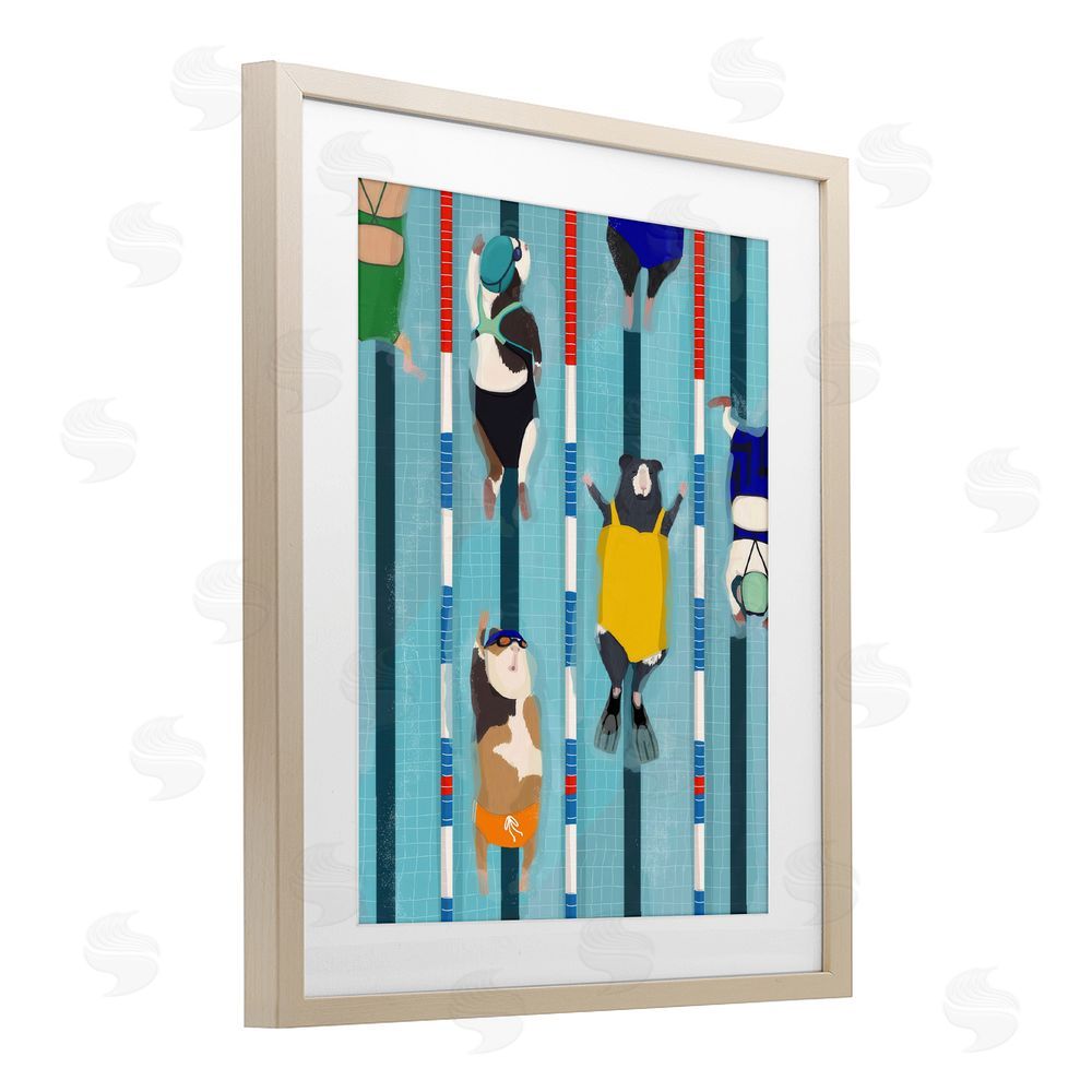 Hanna Melin Guinea Pigs at Lido Brown Framed Print Under Glass Wall Art