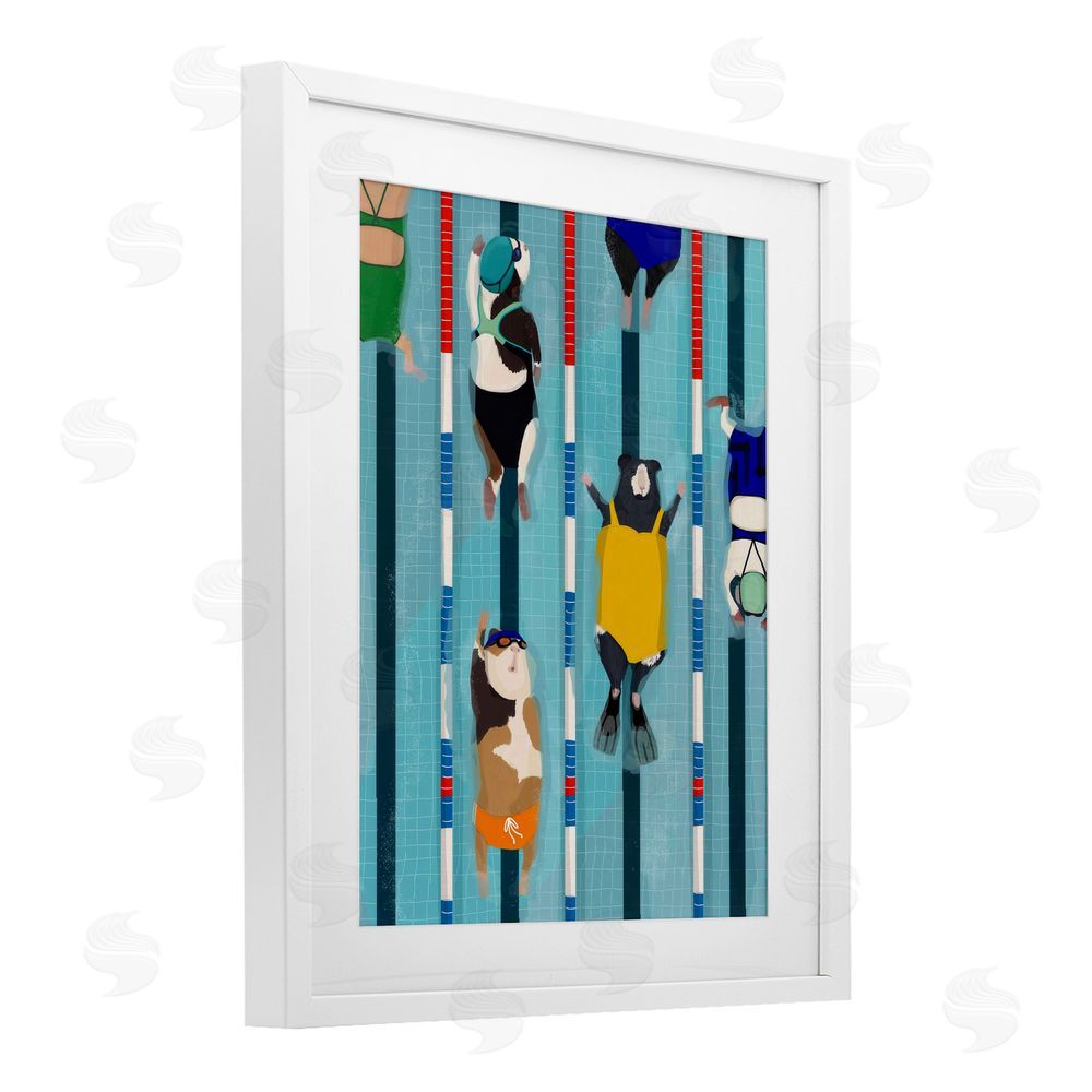 Hanna Melin Guinea Pigs at Lido White Framed Print Under Glass Wall Art