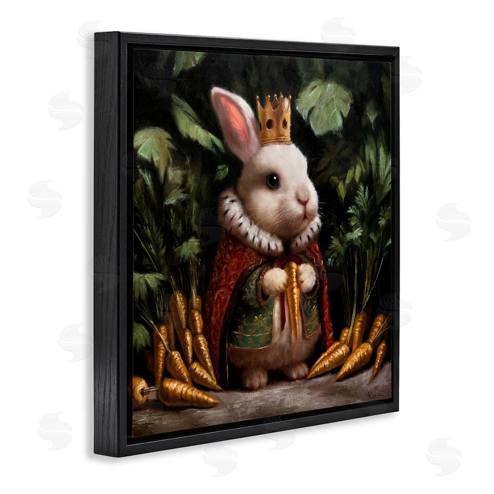 Lucia Heffernan Carrot Gold Royal Rabbit Black Floating Frame Stretched Canvas Wall Art Print
