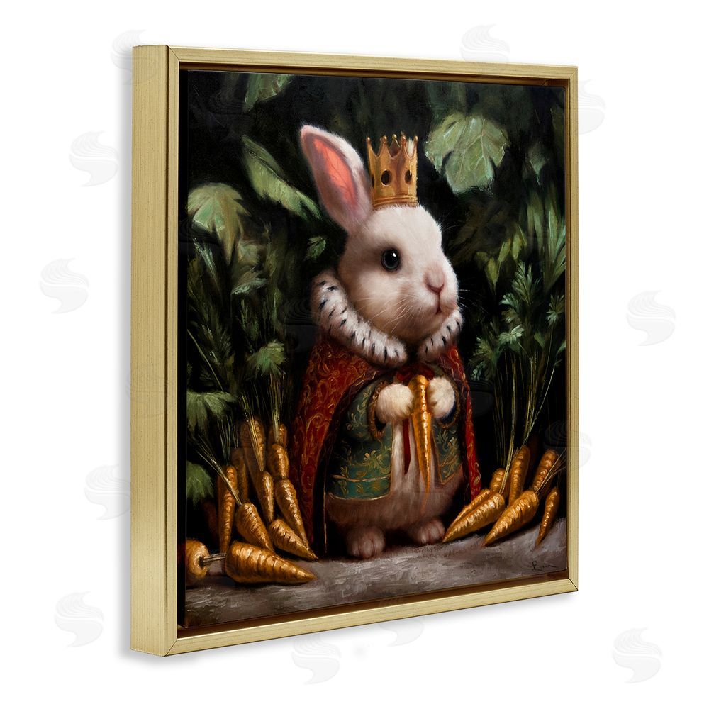 Lucia Heffernan Carrot Gold Royal Rabbit Gold Floating Frame Stretched Canvas Wall Art Print