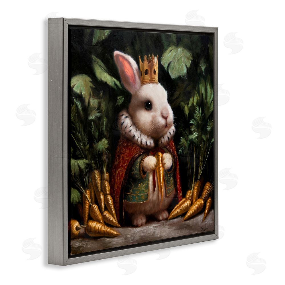 Lucia Heffernan Carrot Gold Royal Rabbit Gray Floating Frame Stretched Canvas Wall Art Print