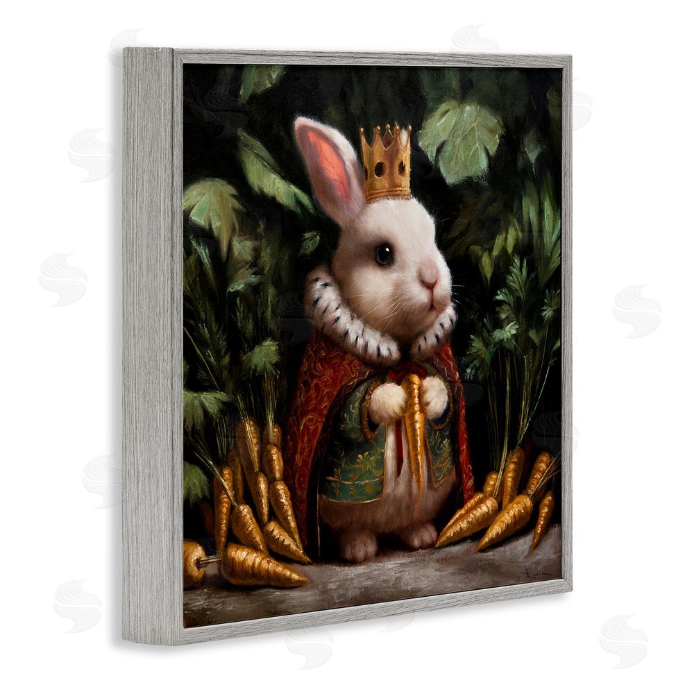 Lucia Heffernan Carrot Gold Royal Rabbit Gray Framed Giclee Wall Art Print