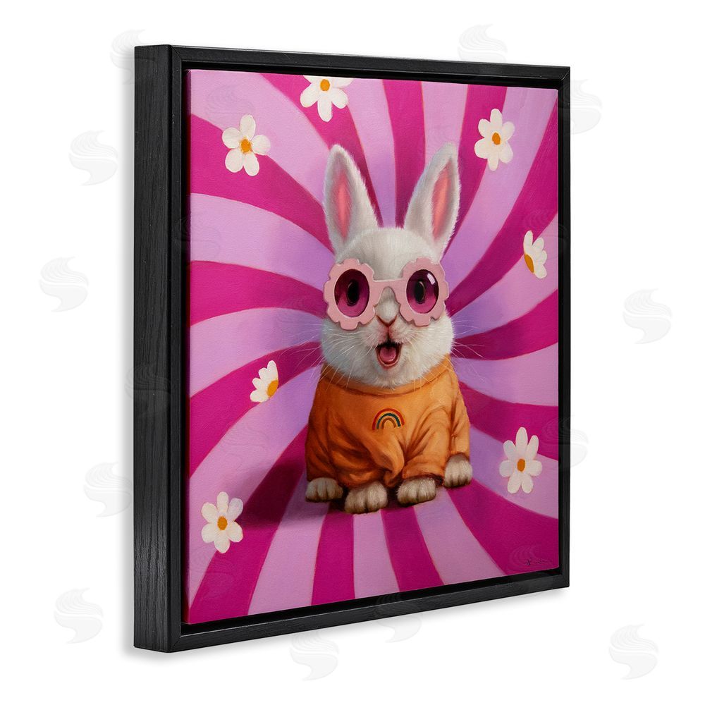 Lucia Heffernan Good Vibes Only Rabbit Black Floating Framed Canvas Wall Art