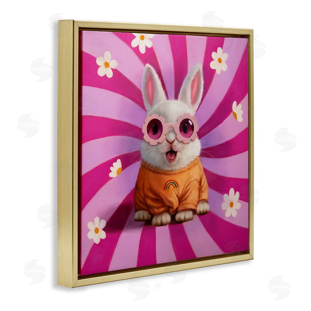 Lucia Heffernan Good Vibes Only Rabbit Gold Floating Framed Canvas Wall Art