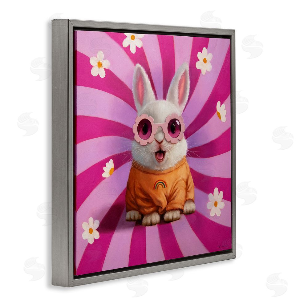 Lucia Heffernan Good Vibes Only Rabbit Gray Floating Framed Canvas Wall Art