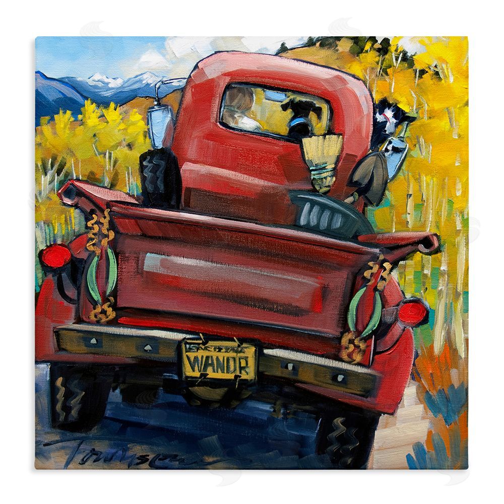 CR Townsend Wander Truck Through Wheat Grass Stretched Canvas Wall Art Print