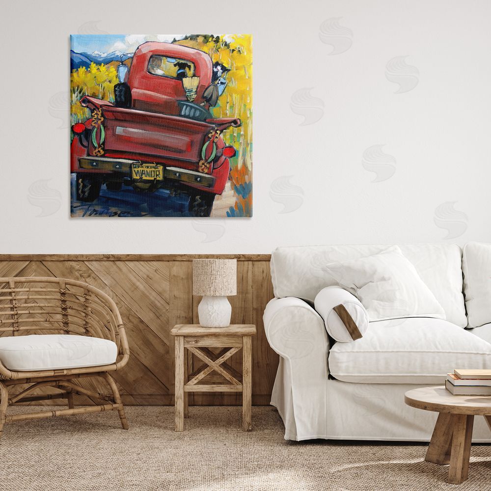 CR Townsend Wander Truck Through Wheat Grass Stretched Canvas on Wall