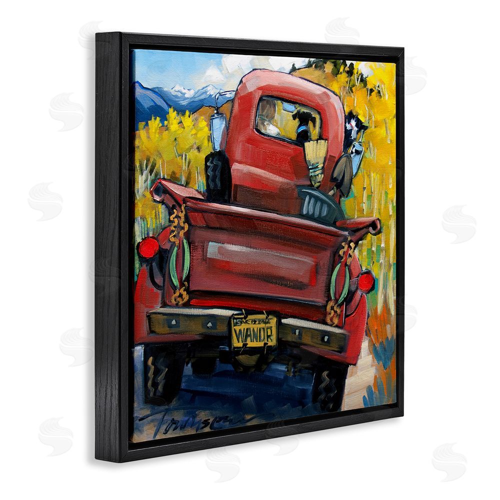 CR Townsend Wander Truck Through Wheat Grass Black Floating Framed Canvas Wall Art Print
