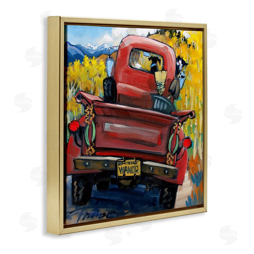 CR Townsend Wander Truck Through Wheat Grass Gold Floating Framed Canvas Wall Art Print