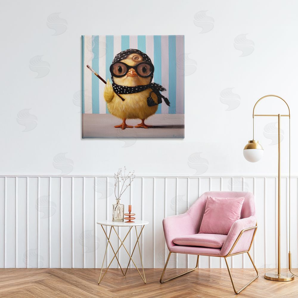Lucia Heffernan Audrey Henburn Famous Chick Stretched Canvas Wall Art Print in Room