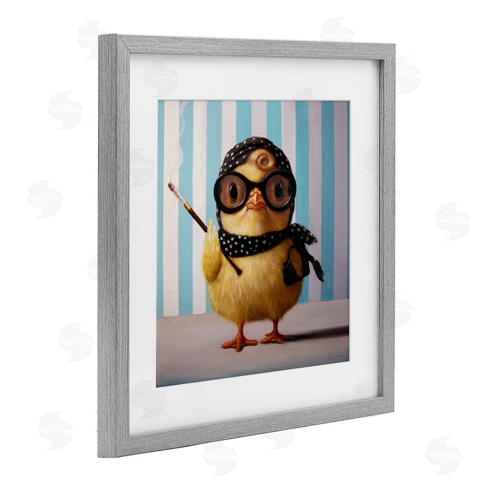 Lucia Heffernan Audrey Henburn Famous Chick Gray Framed Print Under Glass with Matting Wall Art