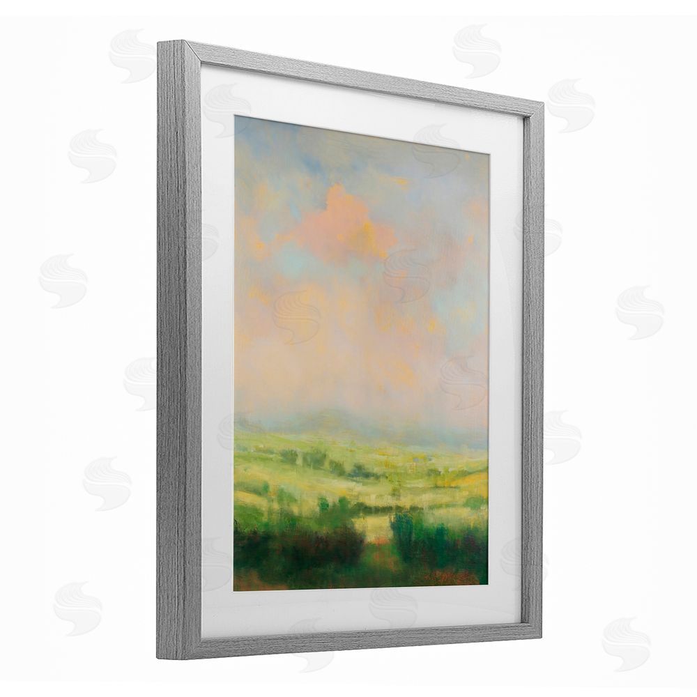 William McCarthy Springtime Farnese Landscape Gray Framed Print Under Glass with White Mat Wall Art