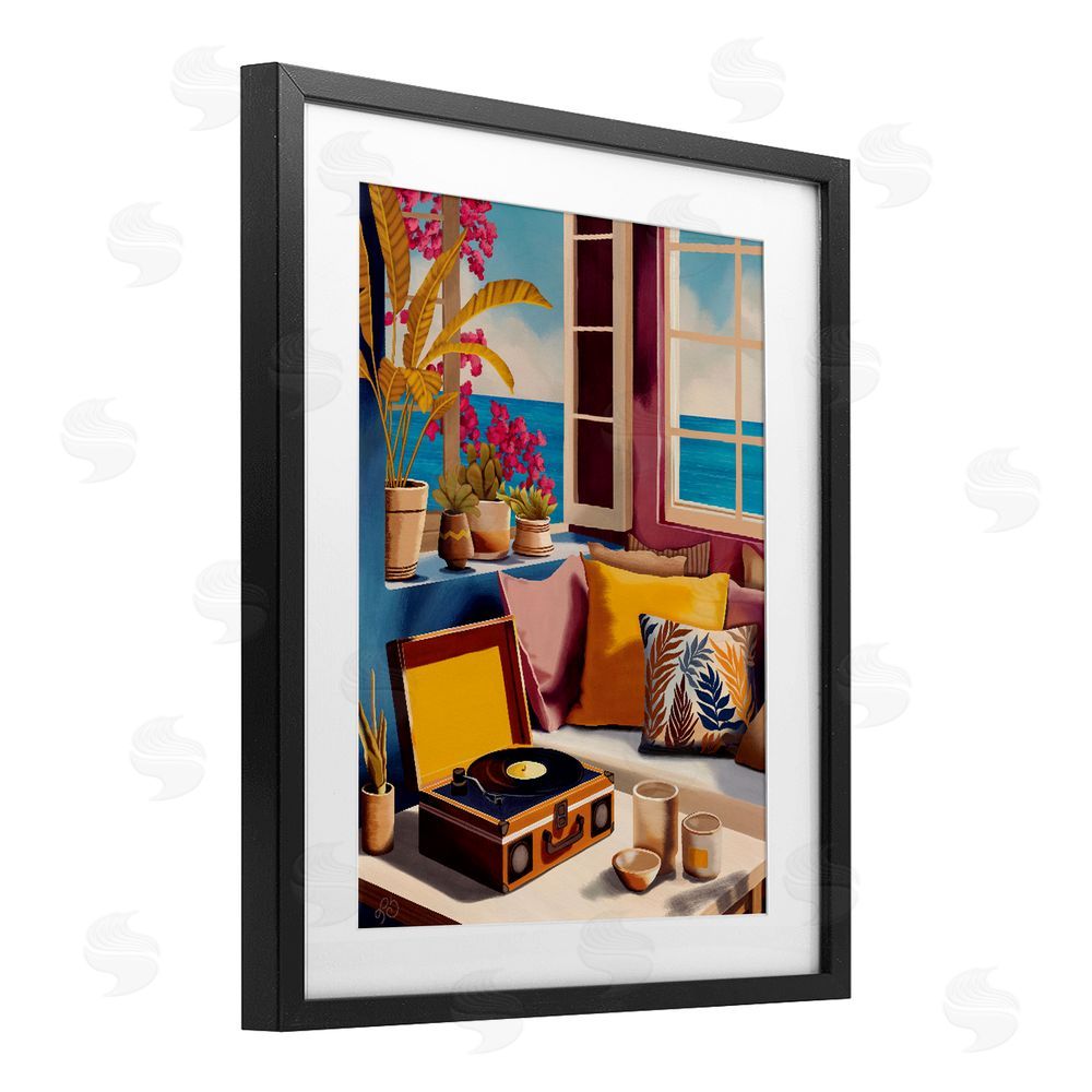 Lisa R Dumm Boho Vacation By The Sea Black Framed Print Under Glass with Matting Wall Art